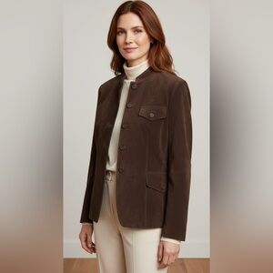 Anne Klein Jacket Chocolate Brown Soft Suede Classic Quite Luxury Women 1X- ???